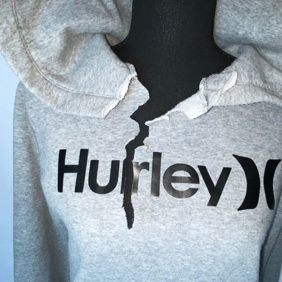 Hurley Hoodie Cut Ripped Neck Size Large (14/16) - Picture 5 of 7